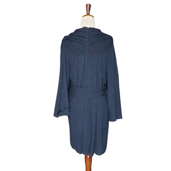 Anthropologie Moth Puckered And Pleated Navy Belted Cardigan - Medium - Picture 4 of 7